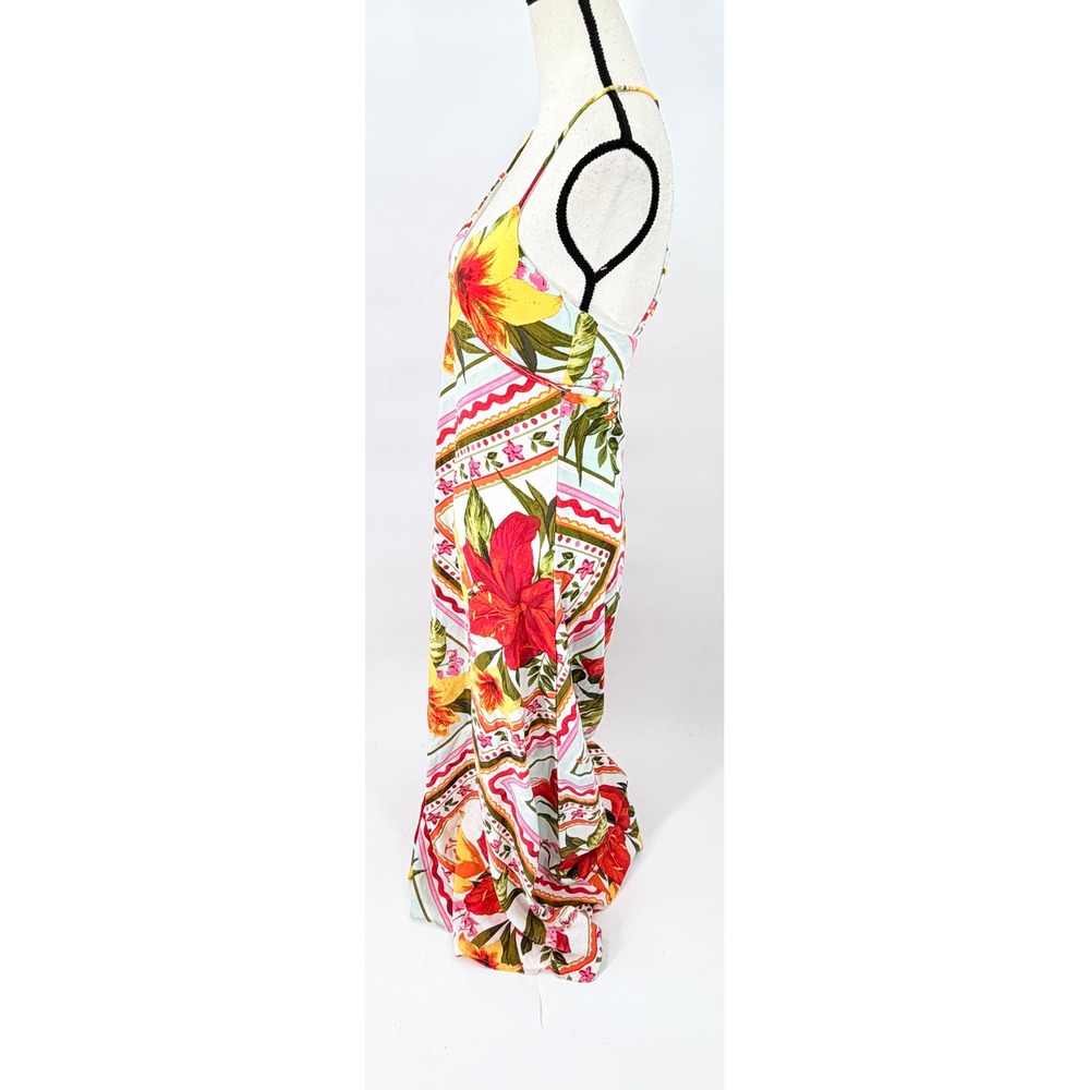 Crystal Sky Maxi Dress Womens Size S Multicolor Tropical Floral Scarf Print Boho - Picture 2 of 10